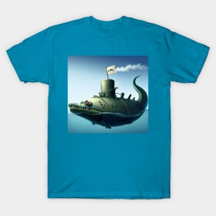 A crocodile disguises itself as a submarine T-Shirt